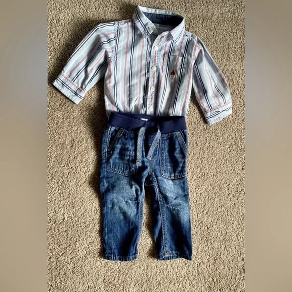GAP Matching Sets Baby Gap Boys Outfit Button Up Stripe Long